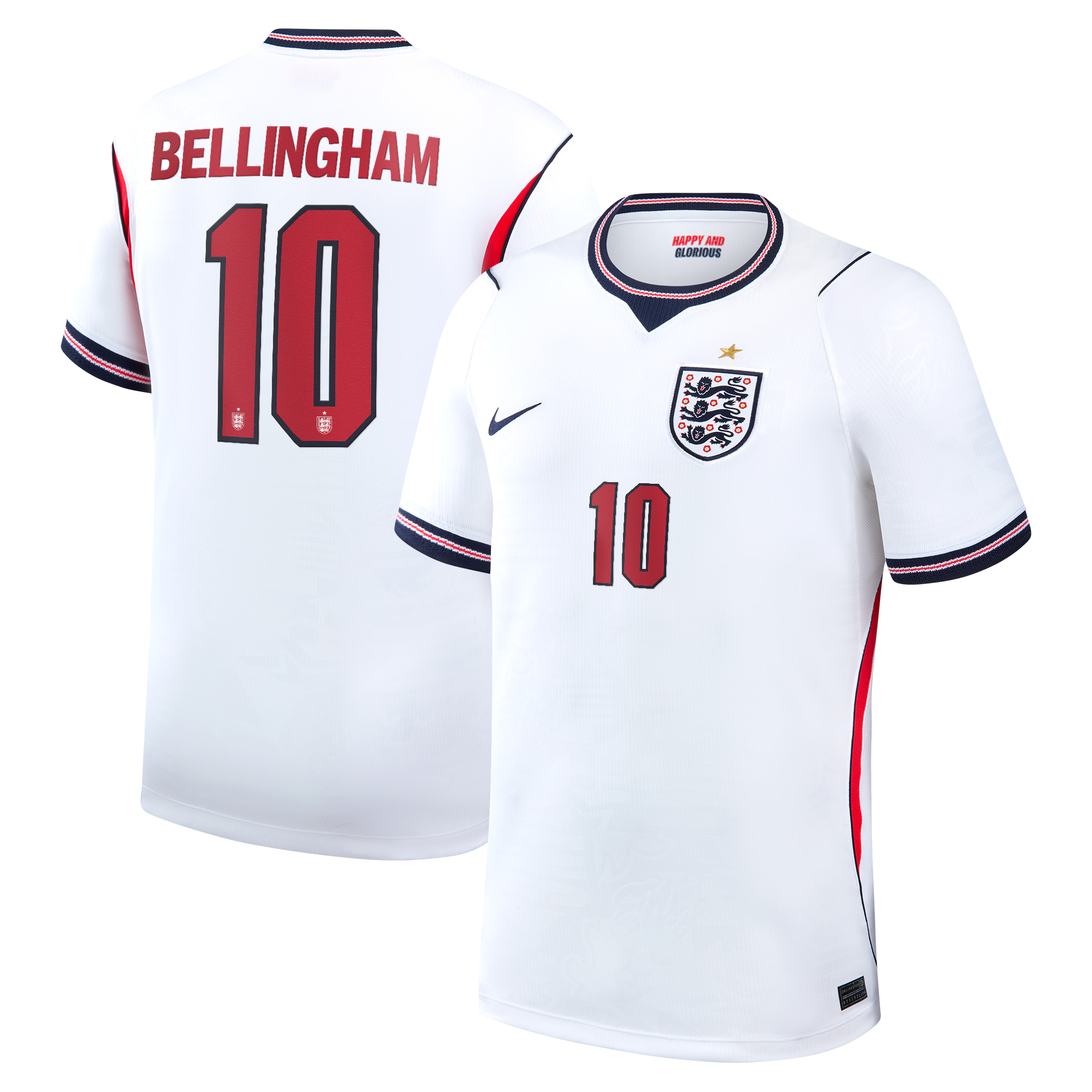 Jude Bellingham England National Team Custom 2026 Home Stadium Replica Jersey - White - Jersey Teams World