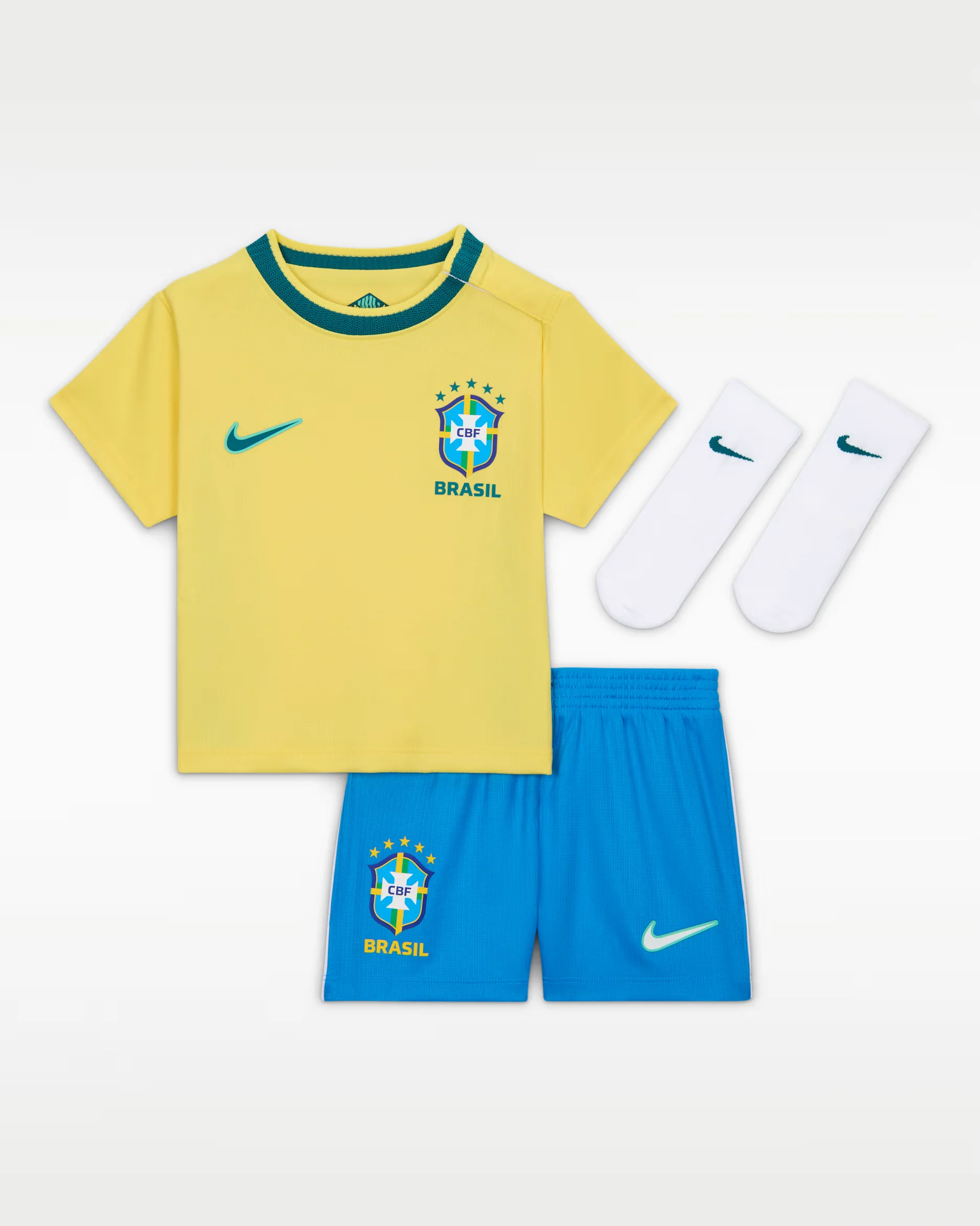 Kids Brazil National Team Soccer Kit 2026 - Custom 3-Piece Home Set (Canary Yellow) - Jersey Teams World