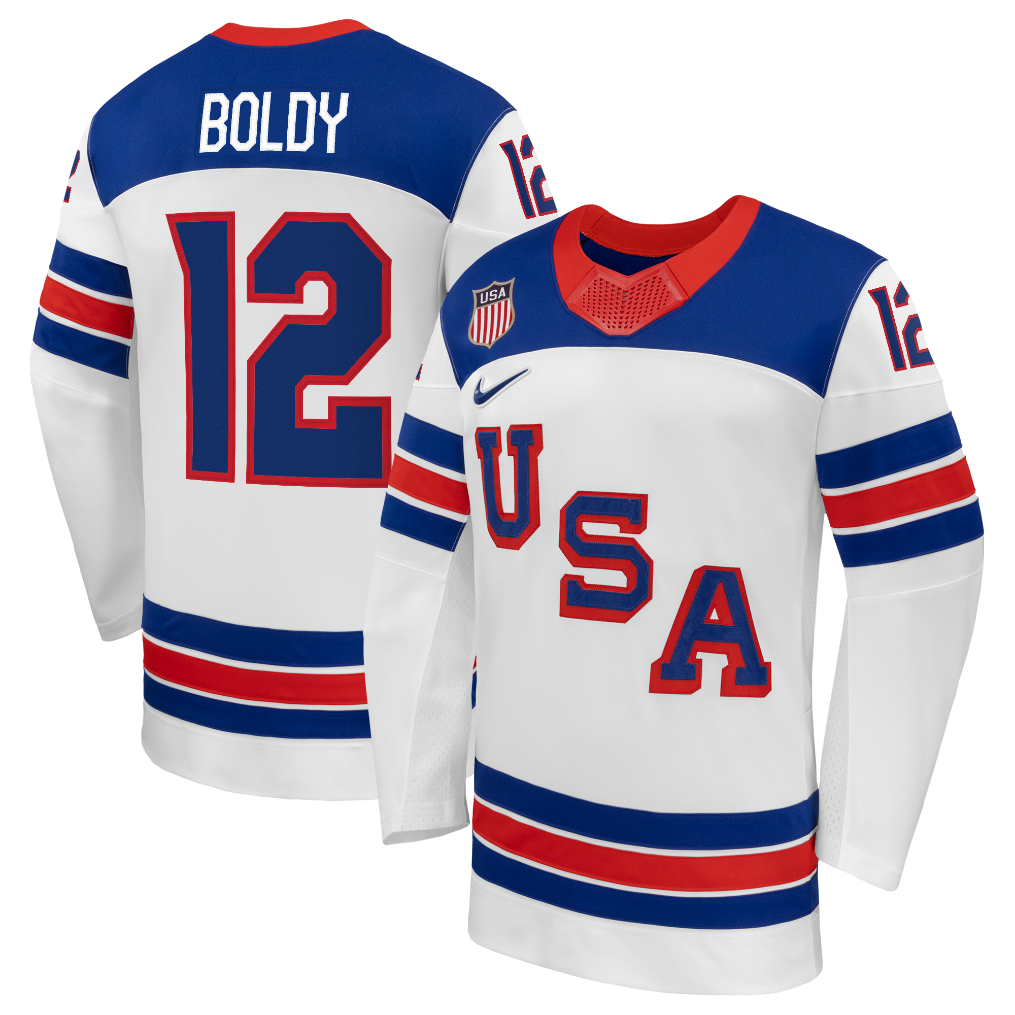 Matthew Boldy #12 USA Hockey 2026 Away Jersey - Jerseys TeamsWhite - Jerseys Teams