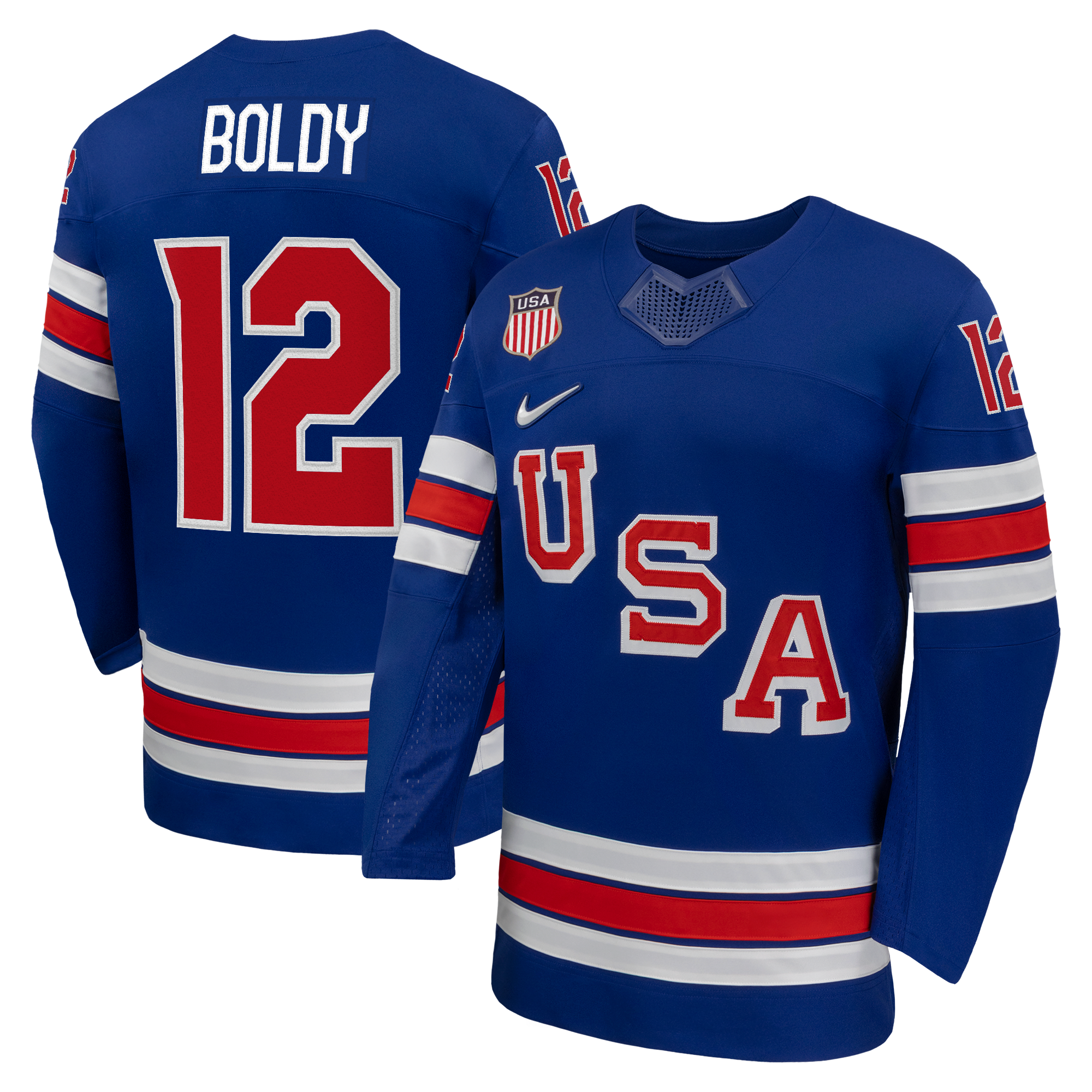 Matthew Boldy #12 USA Hockey 2026 Home Jersey - Jerseys TeamsRoyal - Jerseys Teams
