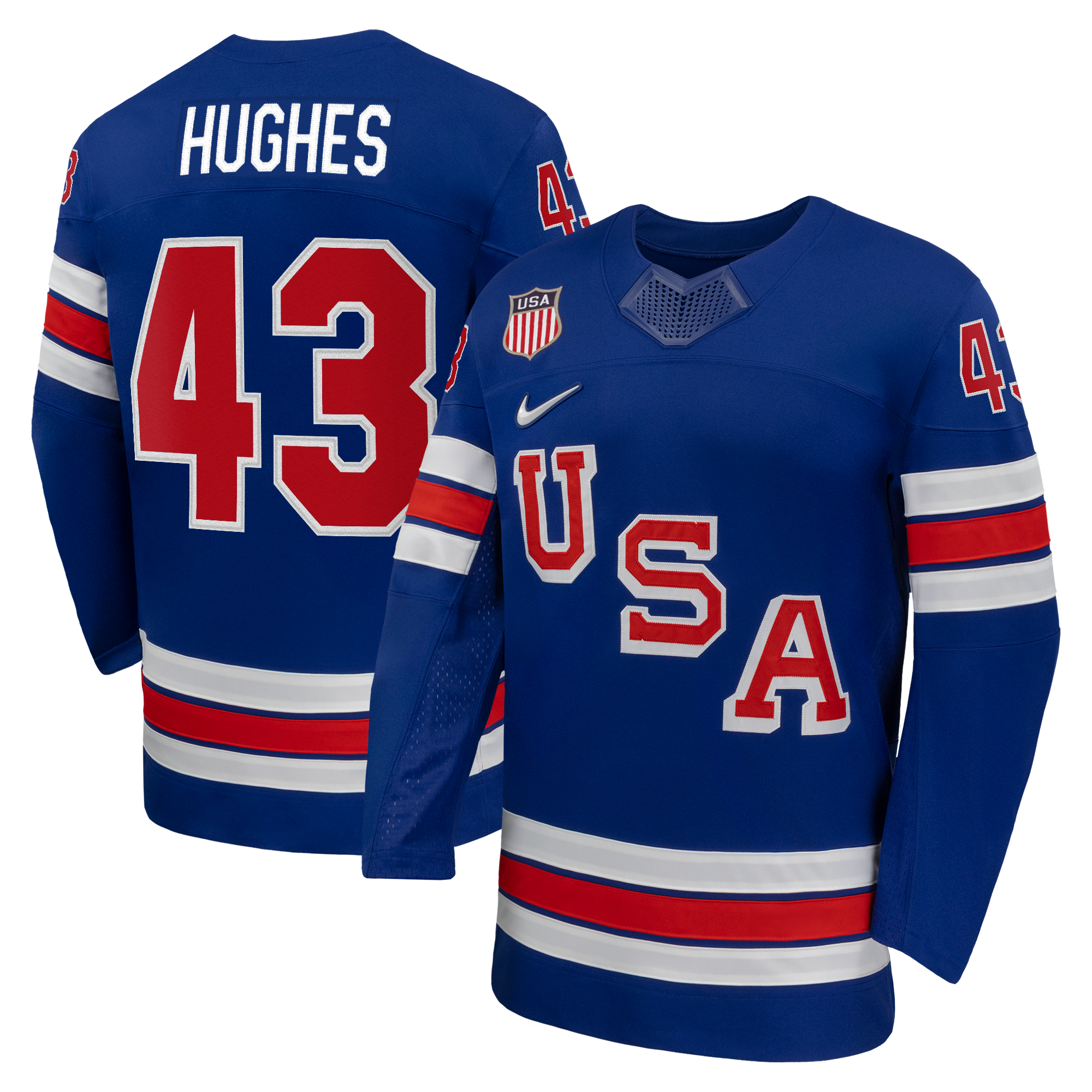 Jerseys TeamsQuinn Hughes #43 USA Hockey 2026 Home Jersey - Royal Blue - Jerseys Teams