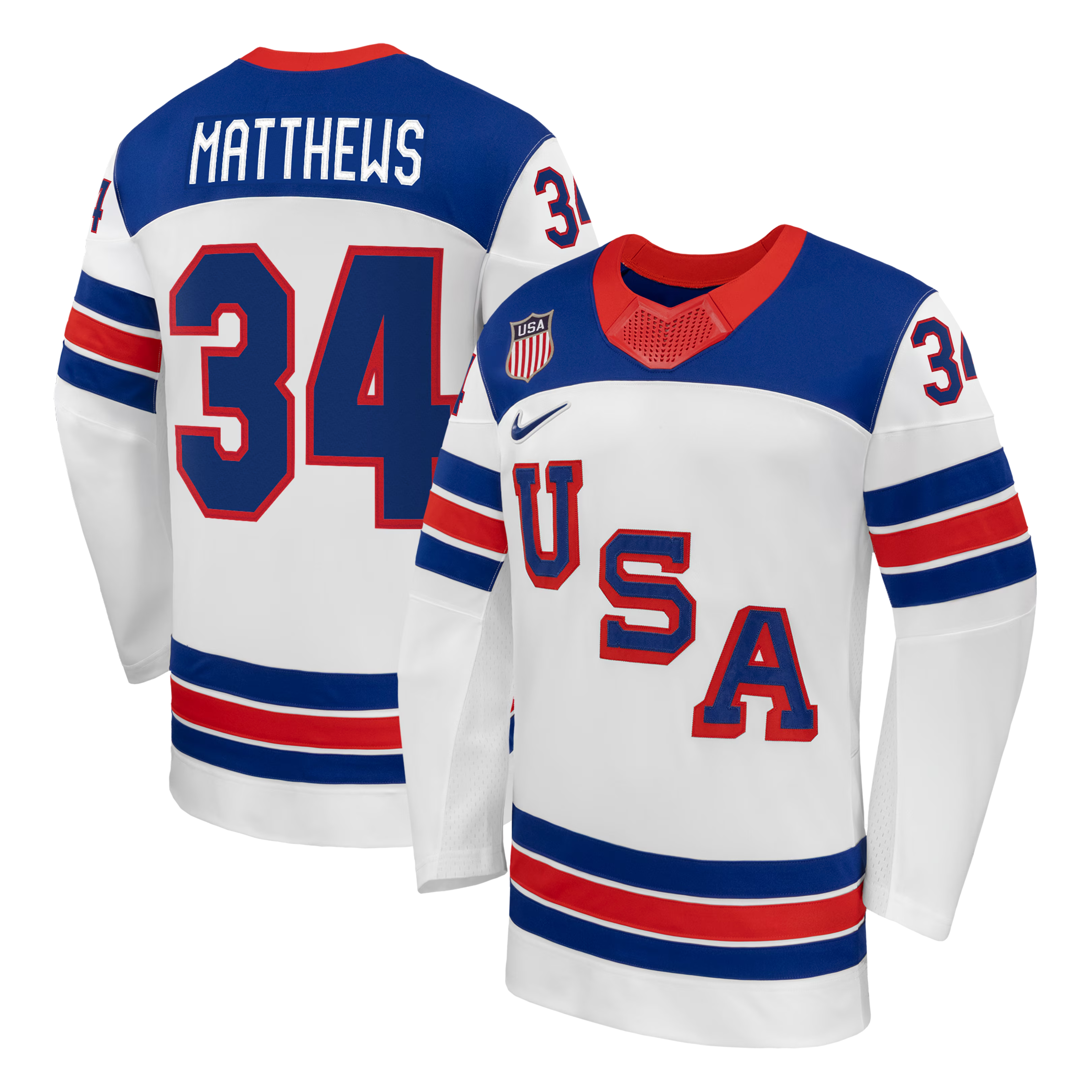 Jerseys TeamsUSA Hockey 2026 Home Supporter Edition Jersey – Auston Matthews #34 – Royal Blue - Jerseys Teams