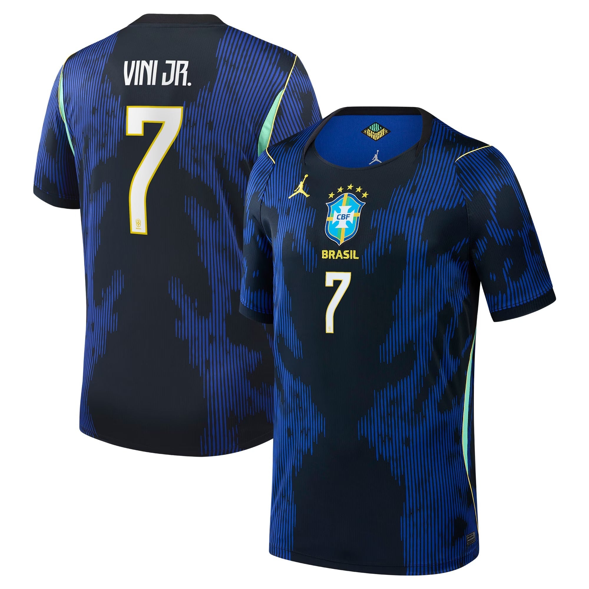 Vinicius Junior Brazil National Team Jordan Brand 2026 Away Stadium Jersey - Blue - Jersey Teams World