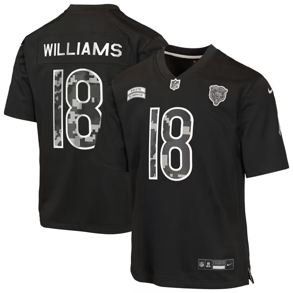 Caleb Williams Chicago Bears Jerseys Teams Youth 2026 Salute to Service Game Jersey - Black