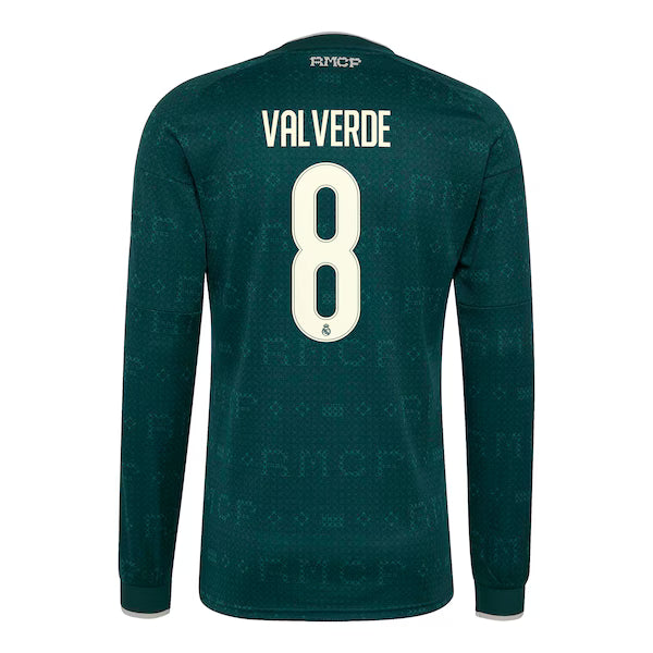 Federico Valverde Real Madrid Jerseys Teams 2026/27 Away Replica Long Sleeve Jersey - Green