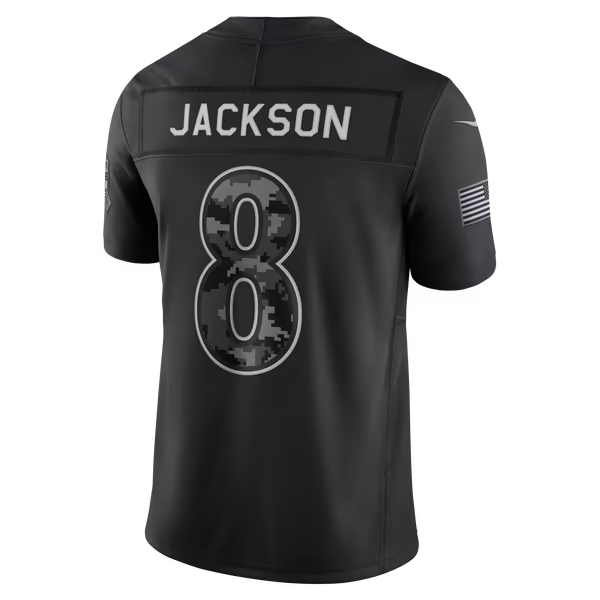 Lamar Jackson Baltimore Ravens Jerseys Teams 2026 Salute to Service Stitched Limited Jersey - Black