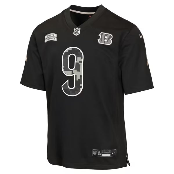 Joe Burrow Cincinnati Bengals Jerseys Teams Youth 2026 Salute to Service Game Jersey - Black