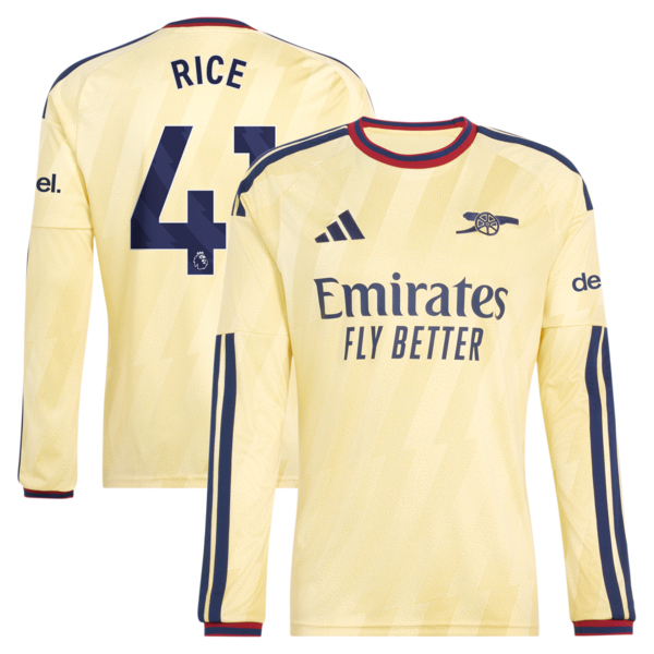 Declan Rice Arsenal Jerseys Teams 2026/27 Third Replica Long Sleeve Jersey - Yellow