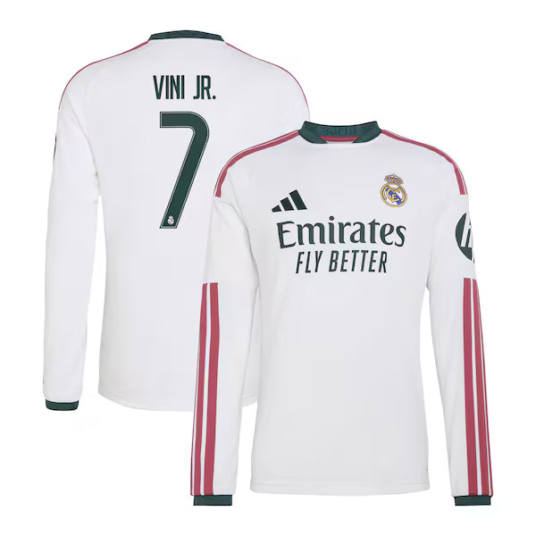 Vini Jr. Real Madrid Jerseys Teams 2026/27 Home Replica Long Sleeve Jersey - White