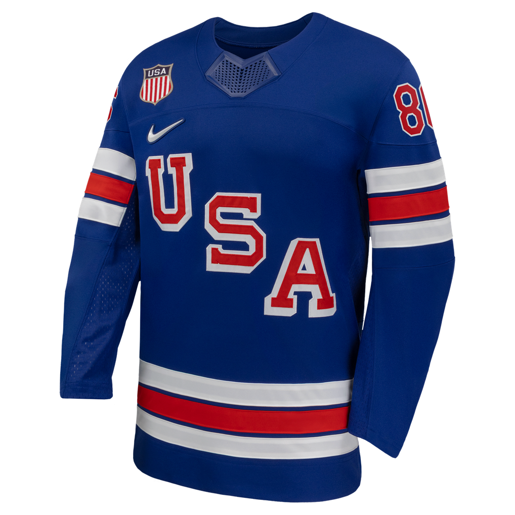 Jerseys Teams Nike US Hockey Jack Hughes 2026 Home Replica Jersey