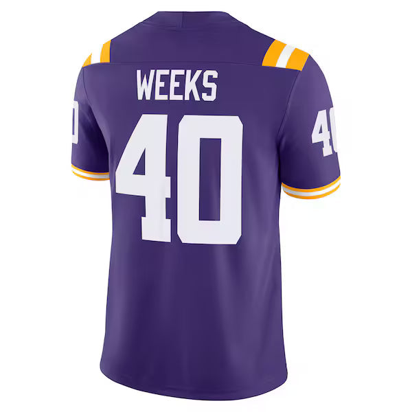 Whit Weeks LSU Tigers Jerseys Teams Home Game Jersey - Purple