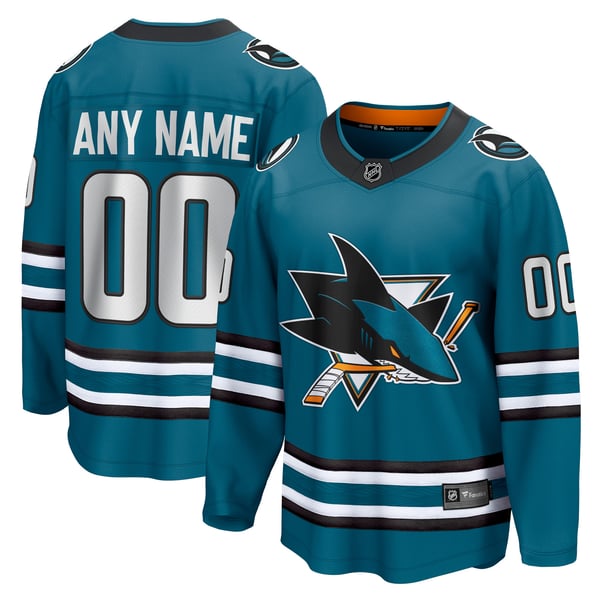 Jerseys Teams Fanatics San Jose Sharks Home Breakaway Custom Jersey - Teal