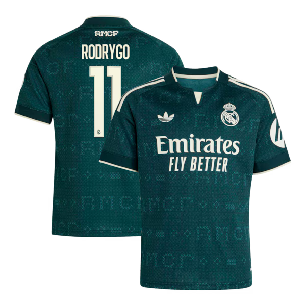 Rodrygo Real Madrid Jerseys Teams Youth 2026/27 Away Replica Jersey - Green