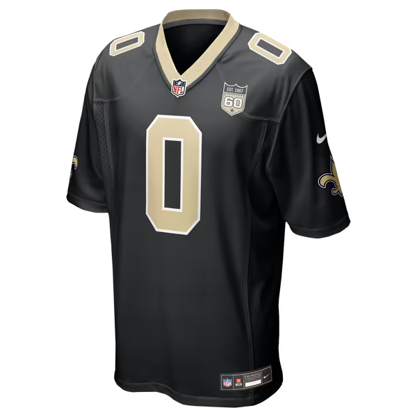 Jordyn Tyson New Orleans Saints Jerseys Teams 60th Season Patch Game Jersey - Black