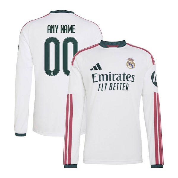Adidas Real Madrid 2026/27 Home Replica Custom Long Sleeve Jersey White