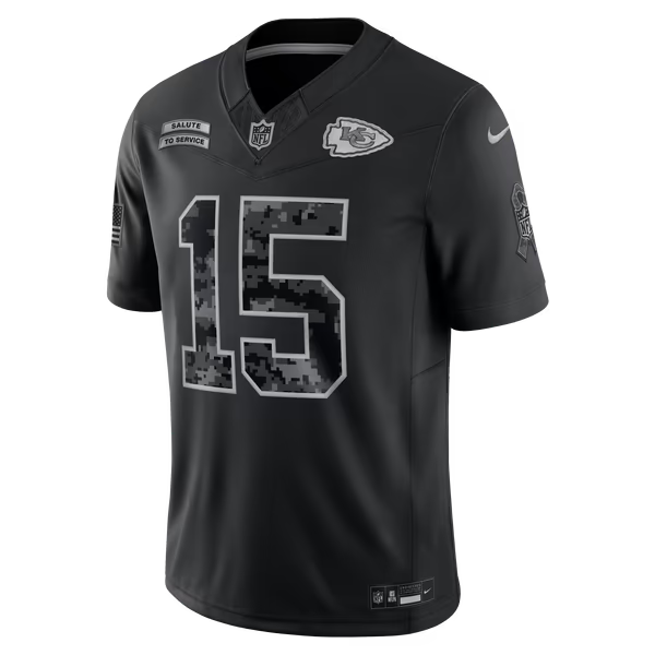Patrick Mahomes Kansas City Chiefs Jerseys Teams 2026 Salute to Service Stitched Limited Jersey - Black