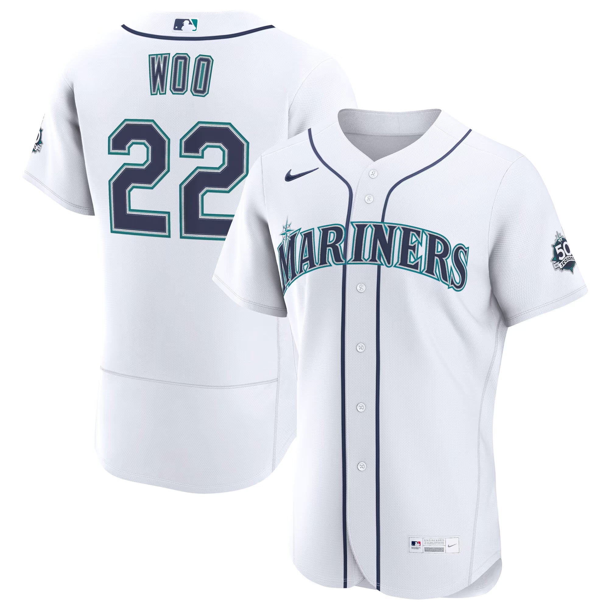 Bryan Woo Seattle Mariners Jerseys Teams Home 50th Season Authentic Jersey - White