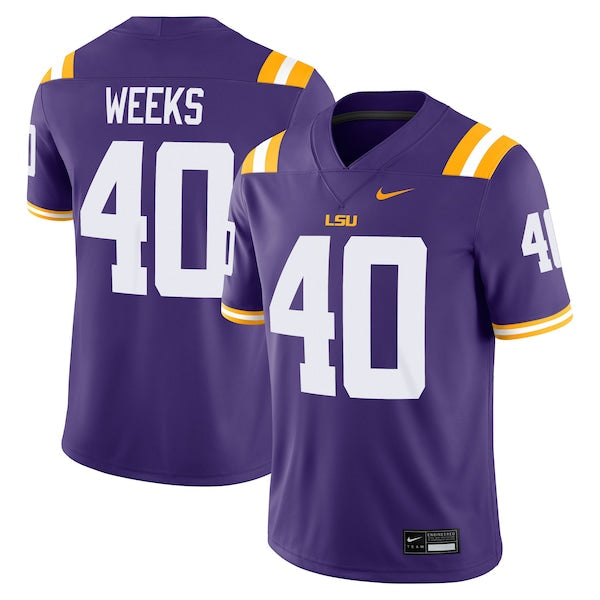 Whit Weeks LSU Tigers Jerseys Teams Home Game Jersey - Purple