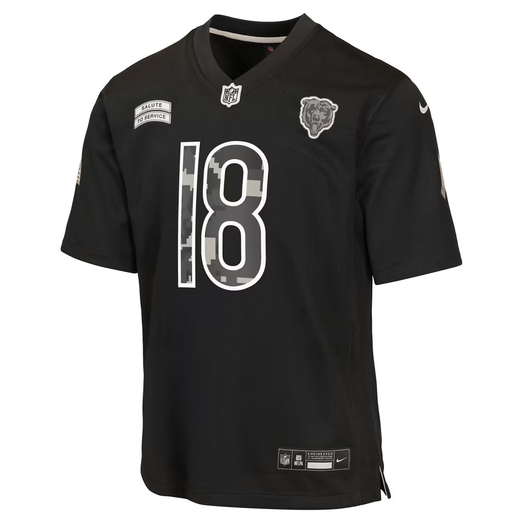 Caleb Williams Chicago Bears Jerseys Teams Youth 2026 Salute to Service Game Jersey - Black