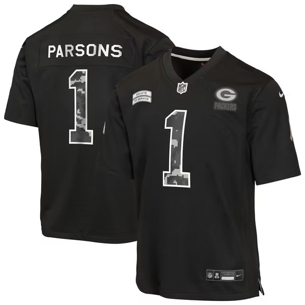 Micah Parsons Green Bay Packers Jerseys Teams Youth 2026 Salute to Service Game Jersey - Black