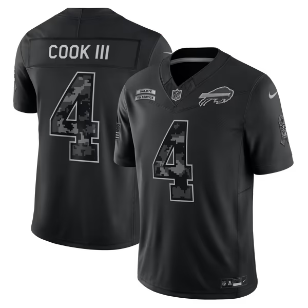 James Cook III Buffalo Bills Jerseys Teams 2026 Salute to Service Stitched Limited Jersey - Black