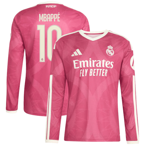 Kylian Mbappé Real Madrid Jerseys Teams 2026/27 Third Replica Long Sleeve Jersey - Pink