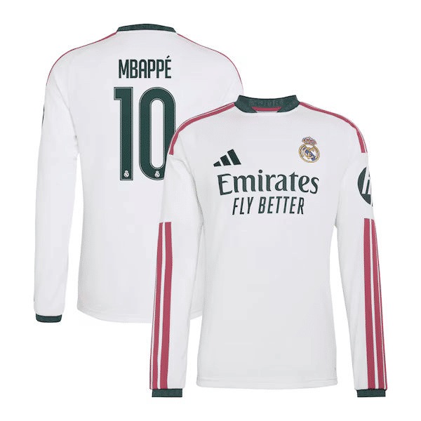 Kylian Mbappé Real Madrid Jerseys Teams 2026/27 Home Replica Long Sleeve Jersey - White