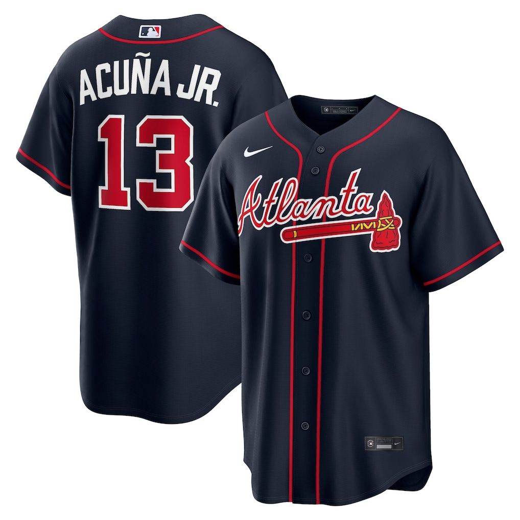 Custom Ronald Acuña Jr. Atlanta Braves Alternate Replica Jersey Navy