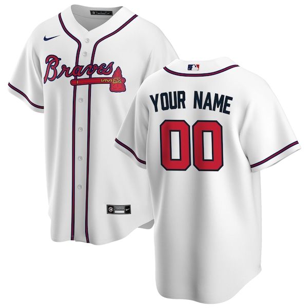 Custom Atlanta Braves Home Replica Custom Jersey White