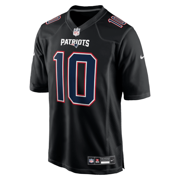 Custom Drake Maye New England Patriots Game Jersey Carbon Black