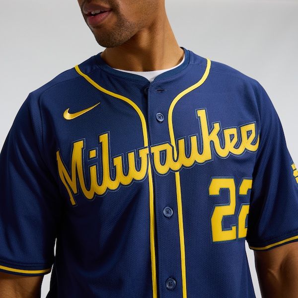Custom Christian Yelich Milwaukee Brewers Alternate Limited Jersey Navy