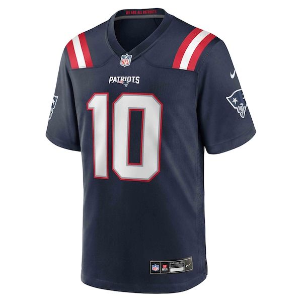 Custom Drake Maye New England Patriots Game Jersey Navy
