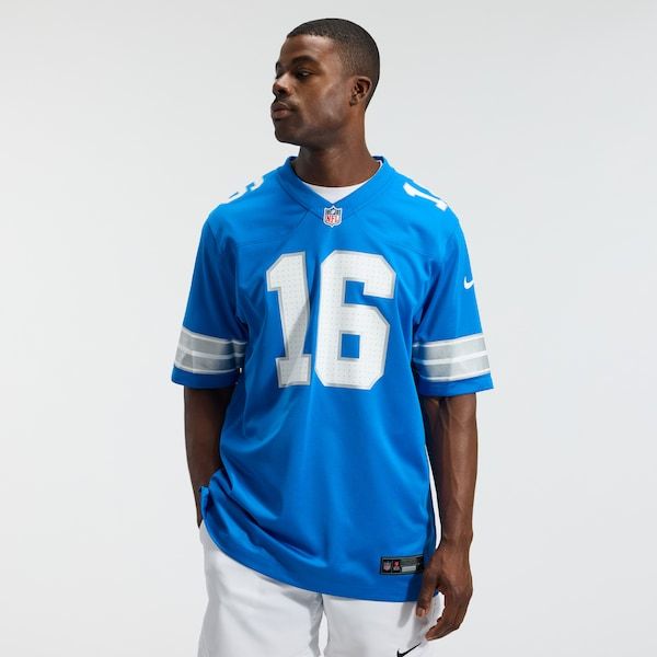 Custom Jared Goff Detroit Lions Game Jersey Blue