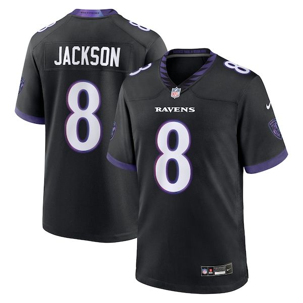 Custom Lamar Jackson Baltimore Ravens Alternate Game Jersey Black