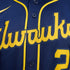 Custom Christian Yelich Milwaukee Brewers Alternate Limited Jersey Navy