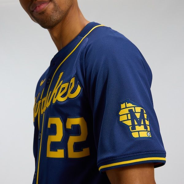 Custom Christian Yelich Milwaukee Brewers Alternate Limited Jersey Navy