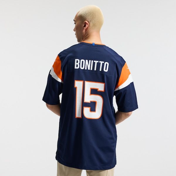 Custom Nik Bonitto Denver Broncos Alternate Game Jersey Navy