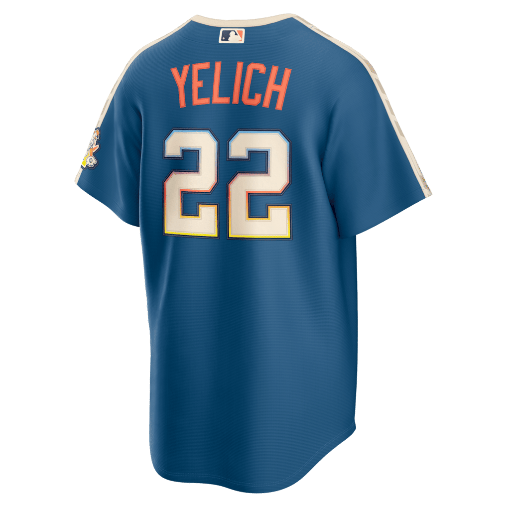 Custom Christian Yelich Milwaukee Brewers 2026 City Connect Stadium Jersey Mineral Blue