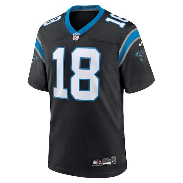 Custom Jalen Coker Carolina Panthers Game Jersey Black