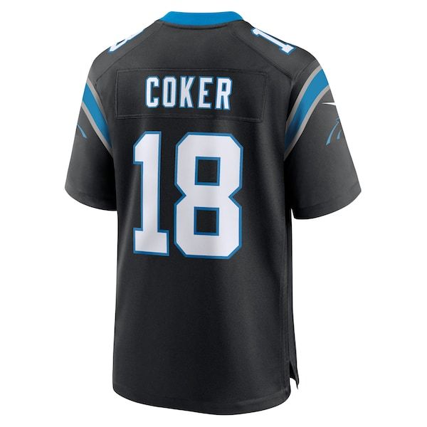 Custom Jalen Coker Carolina Panthers Game Jersey Black