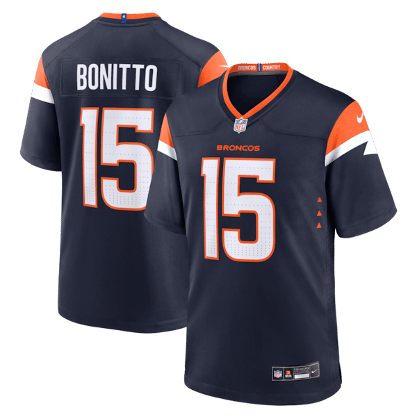 Custom Nik Bonitto Denver Broncos Alternate Game Jersey Navy