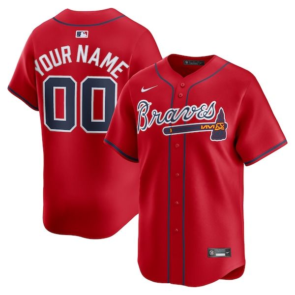 Custom Atlanta Braves Alternate Limited Custom Jersey Red