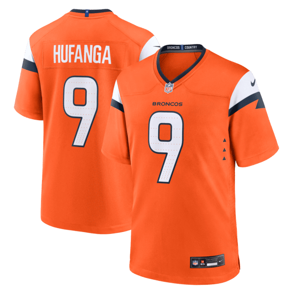 Custom Talanoa Hufanga Denver Broncos Game Jersey Orange