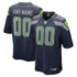 Custom Seattle Seahawks Custom Game Jersey Navy