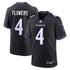 Custom Zay Flowers Baltimore Ravens Alternate Game Jersey Black