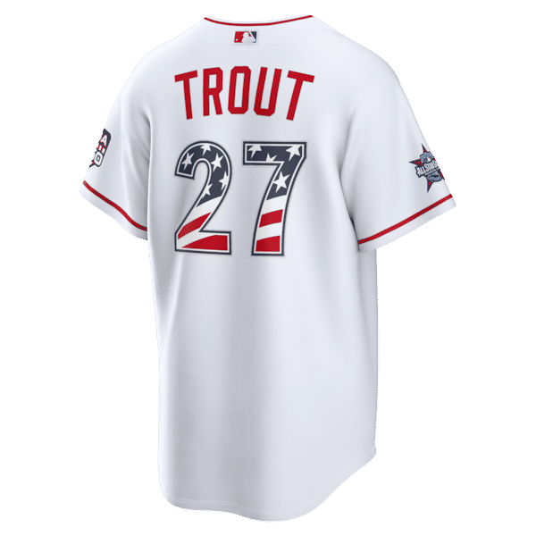 Custom Mike Trout Los Angeles Angels 2026 All-Star Edition Stars & Stripes Stadium Jersey White