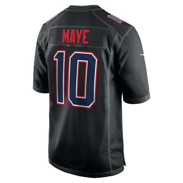 Custom Drake Maye New England Patriots Game Jersey Carbon Black