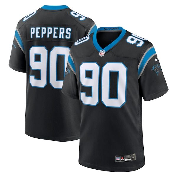 Custom Julius Peppers Carolina Panthers Game Jersey Black