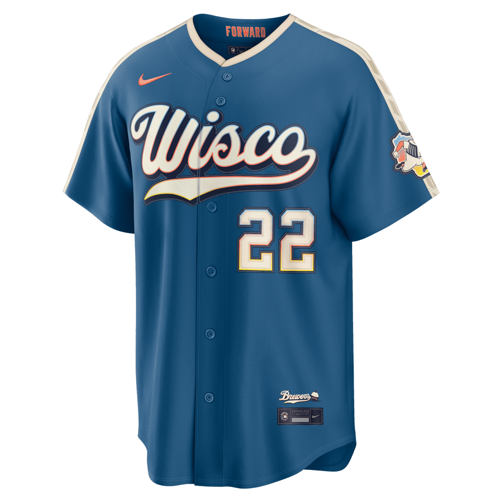Custom Christian Yelich Milwaukee Brewers 2026 City Connect Stadium Jersey Mineral Blue