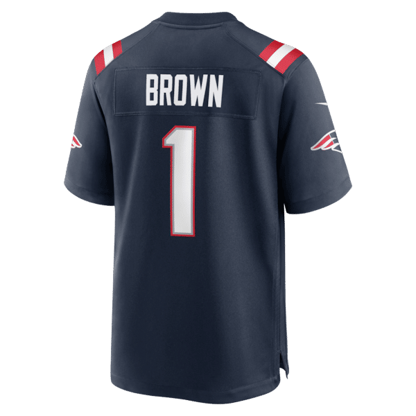 Custom A.J. Brown New England Patriots Game Jersey Navy